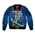 custom-text-and-number-nrl-combine-warriors-and-cowboys-sleeve-zip-bomber-jacket