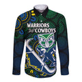 custom-text-and-number-nrl-combine-warriors-and-cowboys-long-sleeve-button-shirt-aboriginal