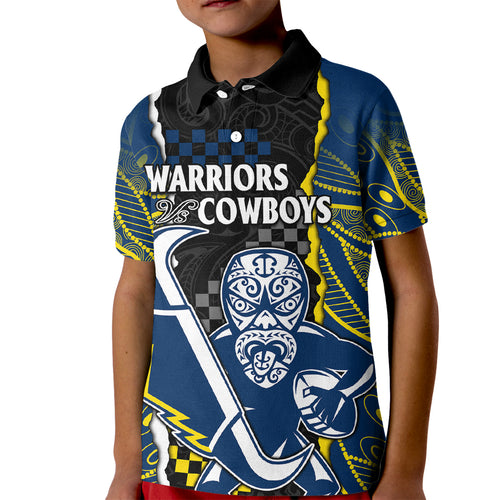 custom-text-and-number-nrl-combine-warriors-and-cowboys-kid-polo-shirt-maori-mixed-aboriginal