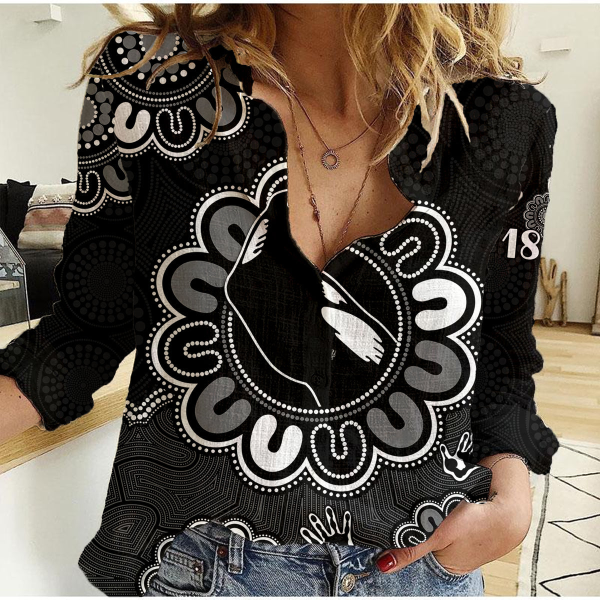 afl-collingwood-magpies-1892-aboriginal-women-casual-shirt