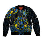 custom-personalised-afl-gold-coast-suns-2009-aboriginal-blue-style-sleeve-zip-bomber-jacket