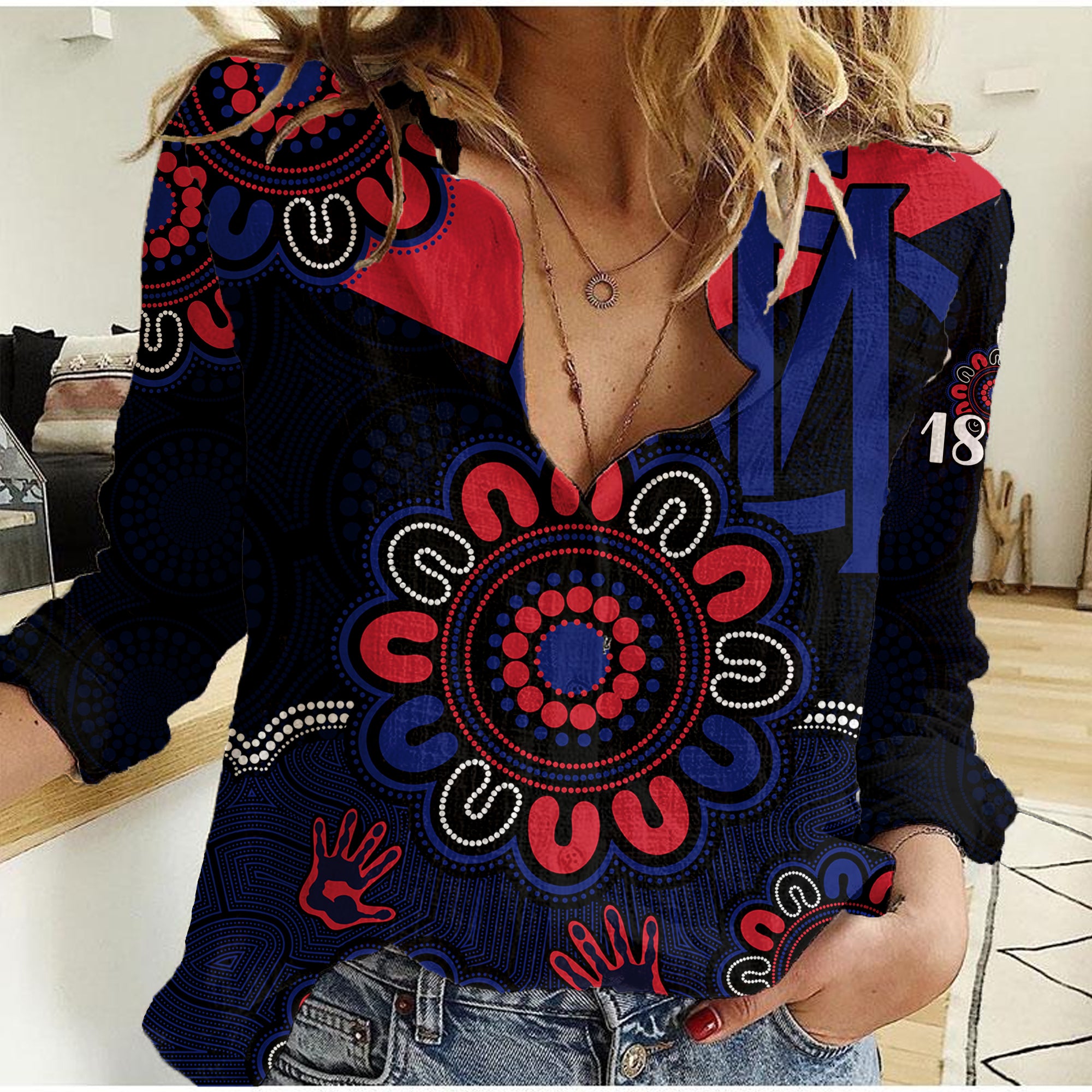 afl-melbourne-demons-1858-aboriginal-women-casual-shirt