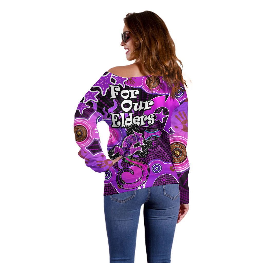 aboriginal-naidoc-week-2023-off-shoulder-sweater-turtle-lizard-sun