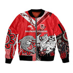 custom-text-and-number-dolphins-and-dragons-rugby-sleeve-zip-bomber-jacket-together-indigenous