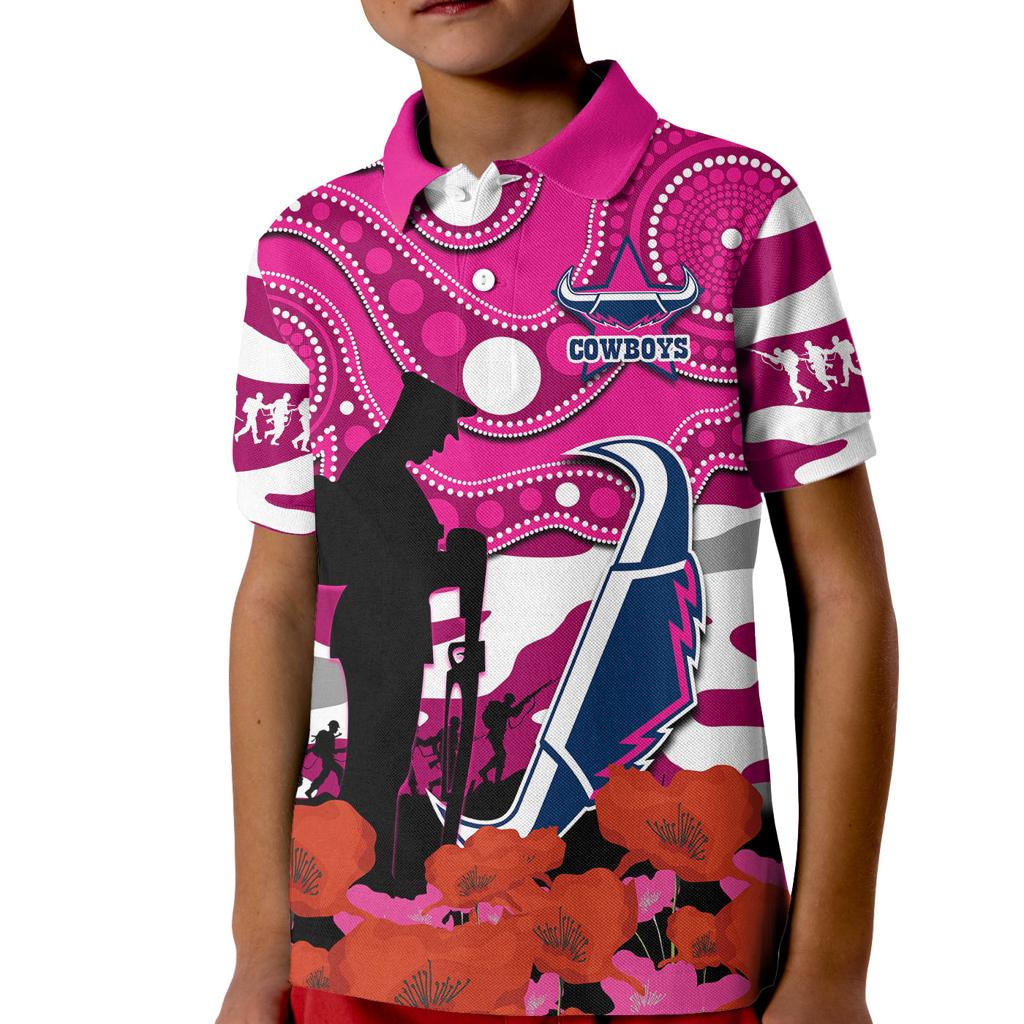 cowboys-rugby-anzac-2023-kid-polo-shirt-poppy-mix-aboriginal-magenta-version