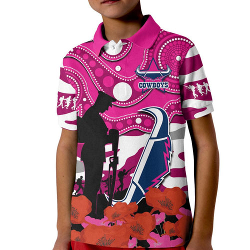 cowboys-rugby-anzac-2023-kid-polo-shirt-poppy-mix-aboriginal-magenta-version
