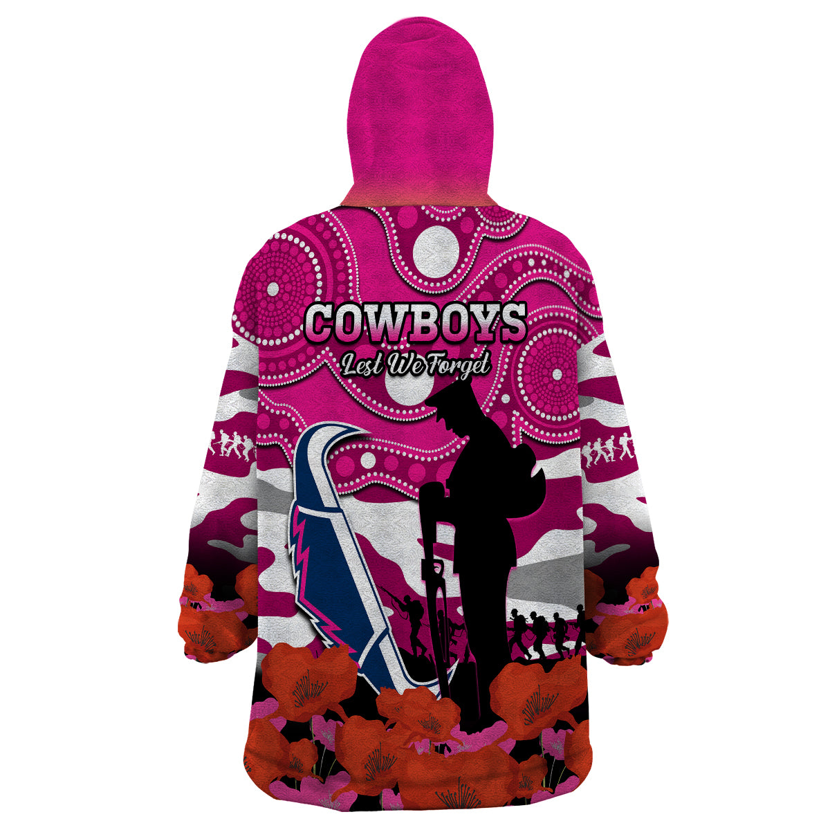 cowboys-rugby-anzac-2023-wearable-blanket-hoodie-poppy-mix-aboriginal-magenta-version