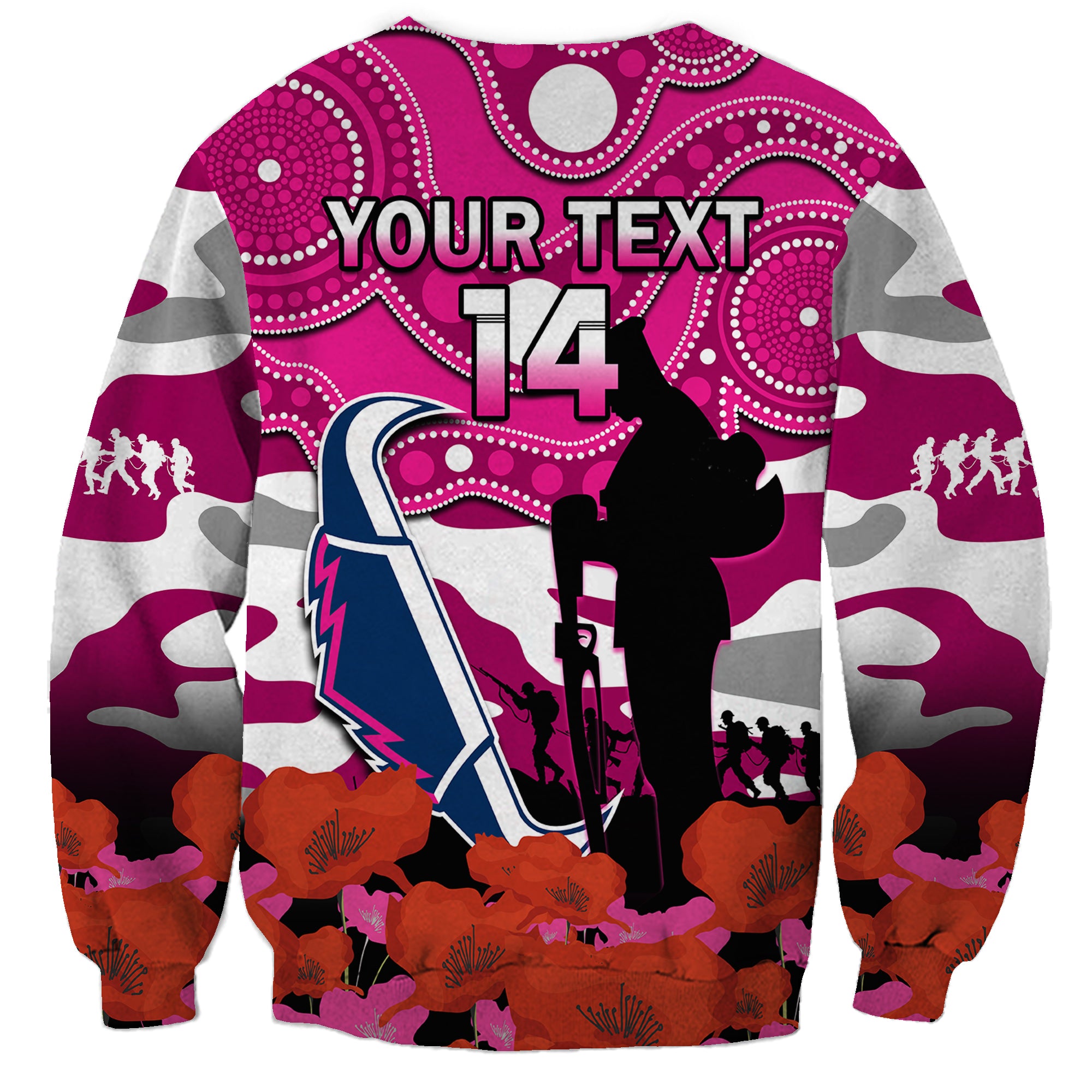 custom-text-and-number-cowboys-rugby-anzac-2023-sweatshirt-poppy-mix-aboriginal-magenta-version