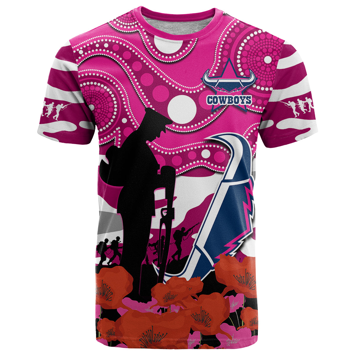 custom-text-and-number-cowboys-rugby-anzac-2023-t-shirt-poppy-mix-aboriginal-magenta-version