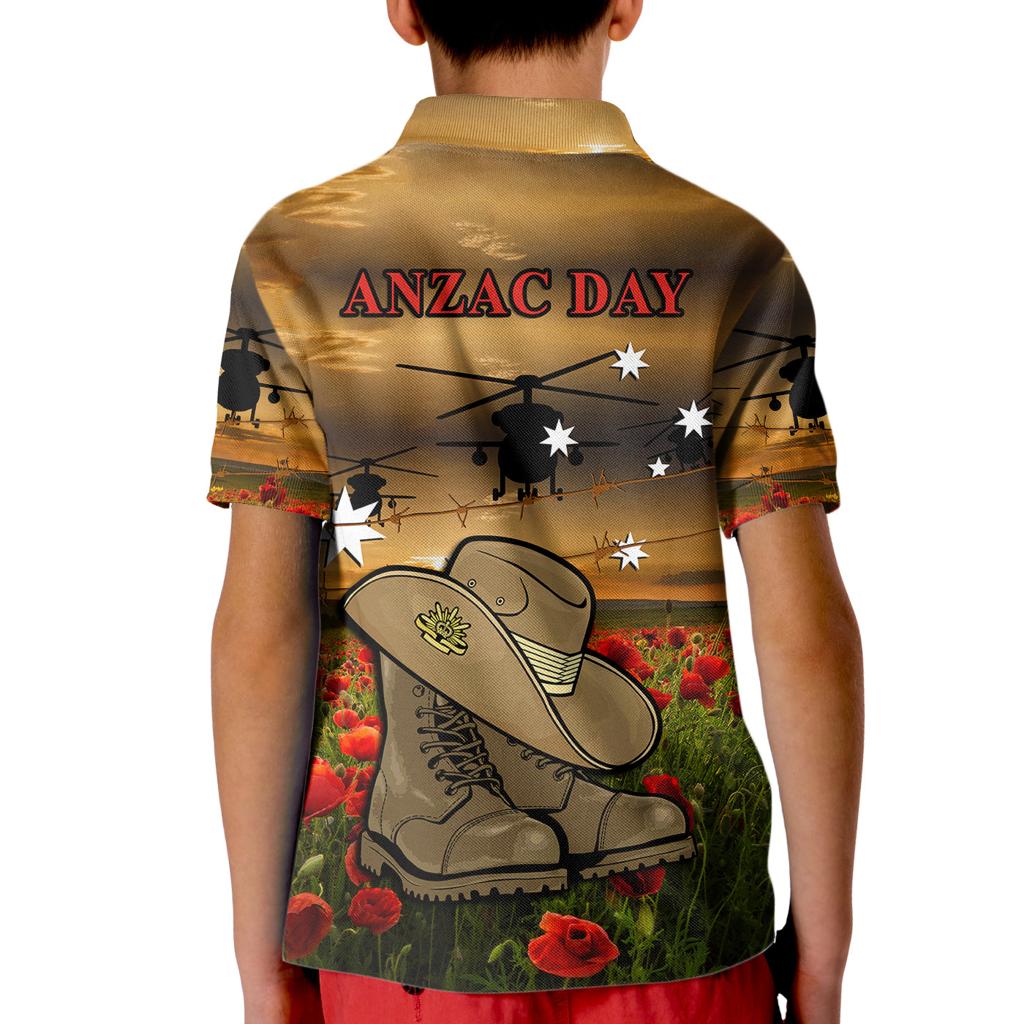 australian-anzac-kid-polo-shirt-slouch-hat-and-army-boots-with-poppy