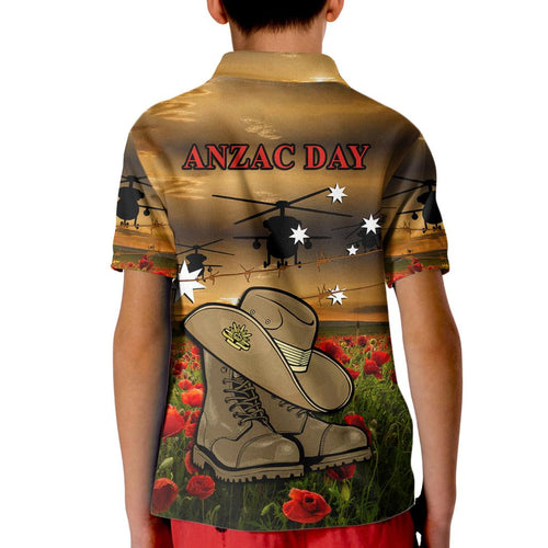australian-anzac-kid-polo-shirt-slouch-hat-and-army-boots-with-poppy