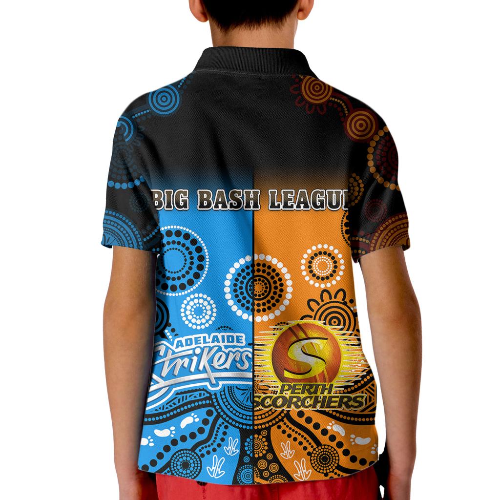 perth-scorchers-and-adelaide-strikers-cricket-kid-polo-shirt-aboriginal-art