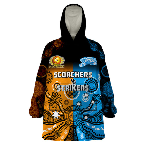perth-scorchers-and-adelaide-strikers-cricket-wearable-blanket-hoodie-aboriginal-art