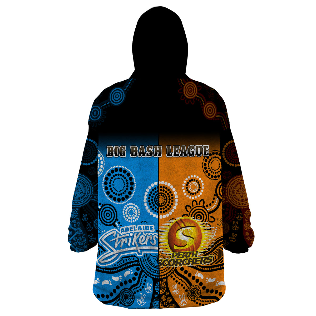 perth-scorchers-and-adelaide-strikers-cricket-wearable-blanket-hoodie-aboriginal-art