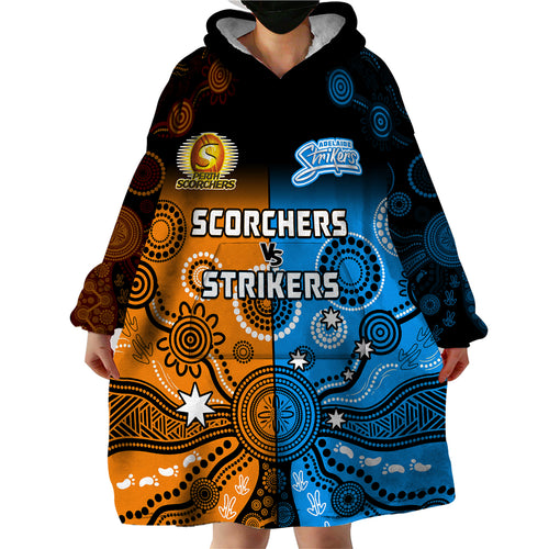 perth-scorchers-and-adelaide-strikers-cricket-wearable-blanket-hoodie-aboriginal-art