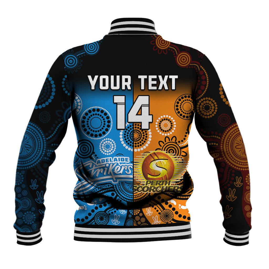 custom-text-and-number-perth-scorchers-and-adelaide-strikers-cricket-baseball-jacket-aboriginal-art