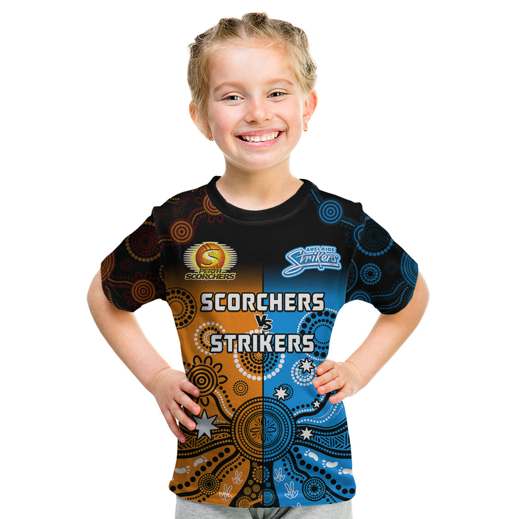 custom-text-and-number-perth-scorchers-and-adelaide-strikers-cricket-kid-t-shirt-aboriginal-art