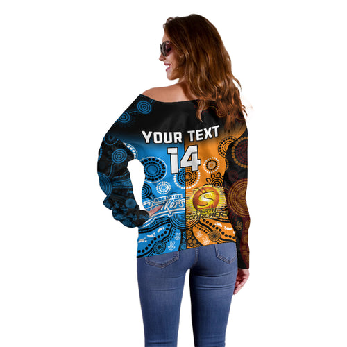 custom-text-and-number-perth-scorchers-and-adelaide-strikers-cricket-off-shoulder-sweater-aboriginal-art