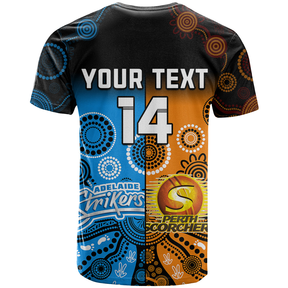 custom-text-and-number-perth-scorchers-and-adelaide-strikers-cricket-t-shirt-aboriginal-art