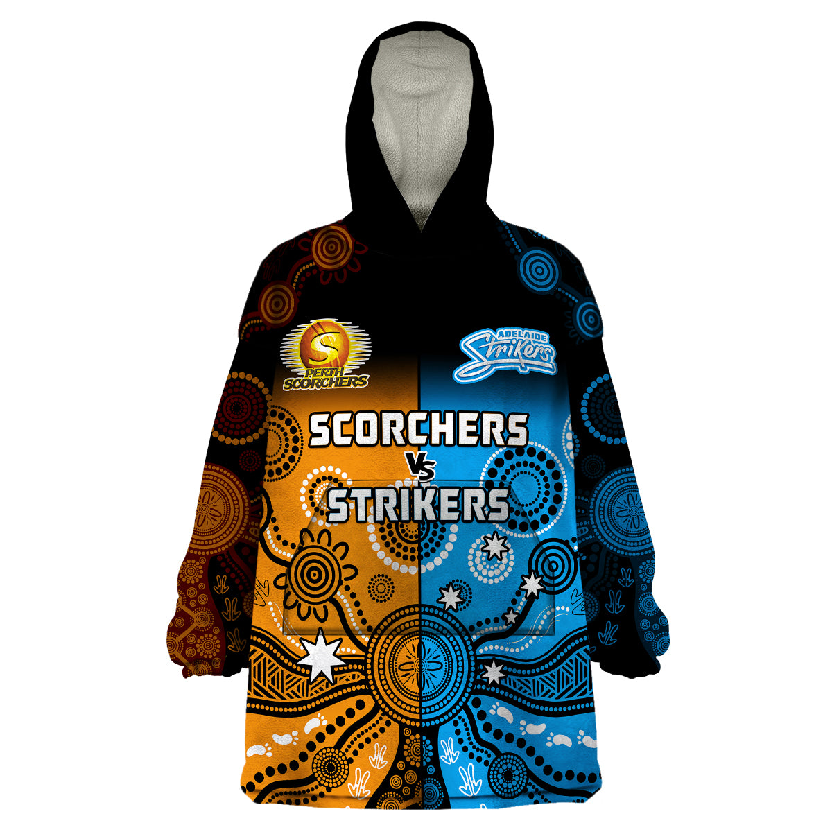 custom-text-and-number-perth-scorchers-and-adelaide-strikers-cricket-wearable-blanket-hoodie-aboriginal-art
