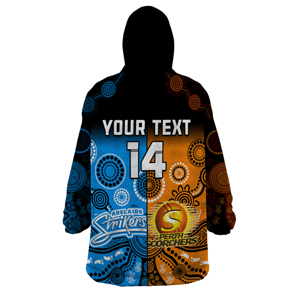 custom-text-and-number-perth-scorchers-and-adelaide-strikers-cricket-wearable-blanket-hoodie-aboriginal-art