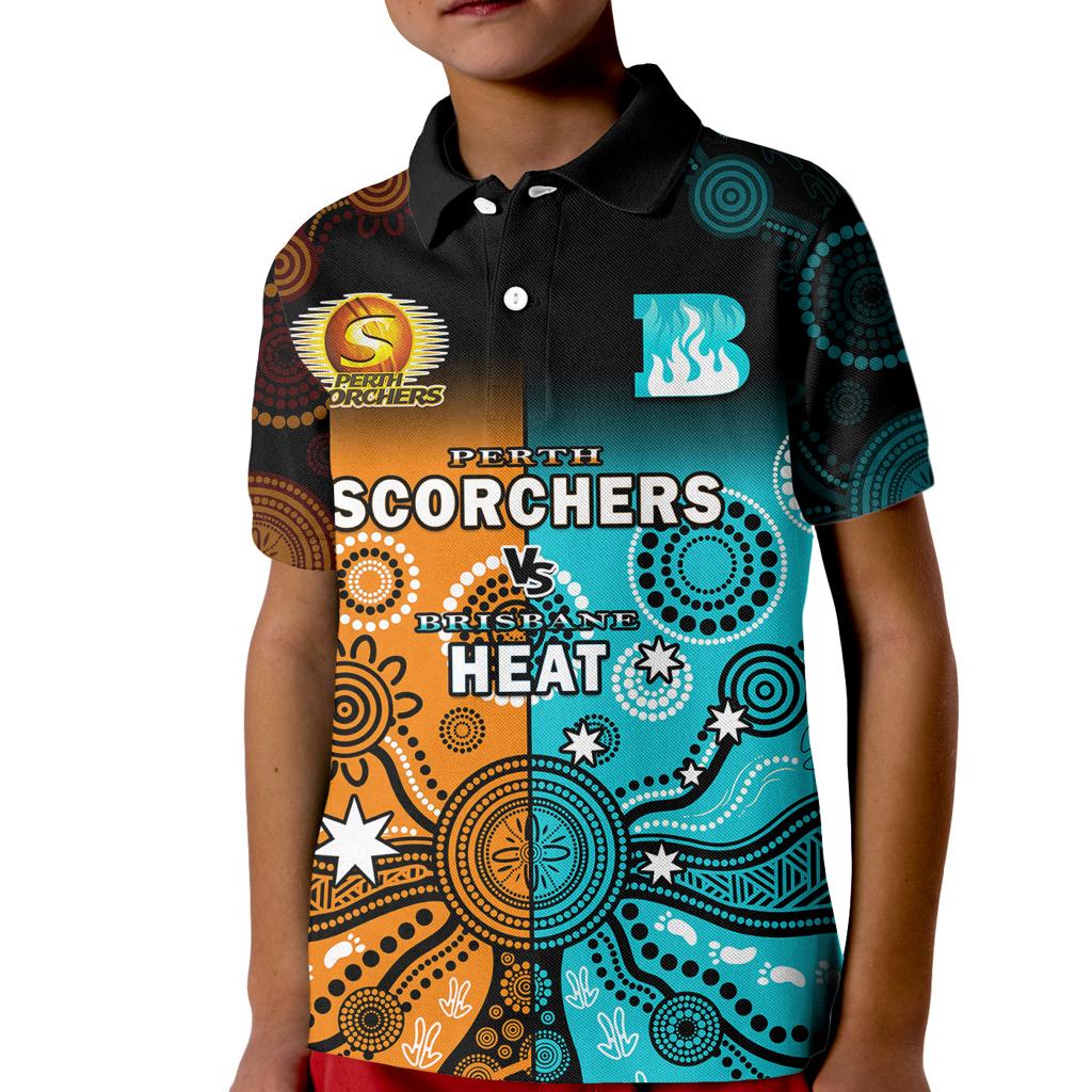 perth-scorchers-and-brisbane-heat-cricket-kid-polo-shirt-aboriginal-art