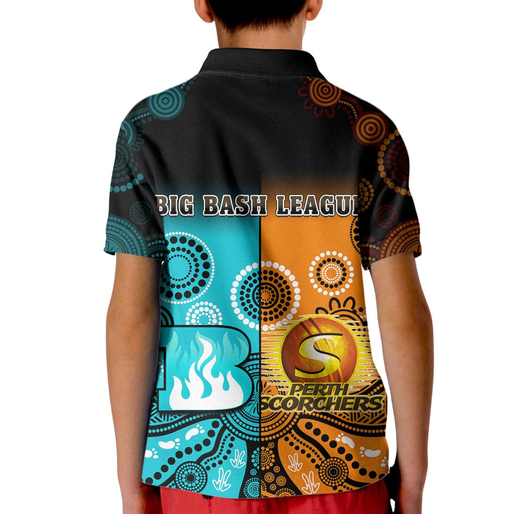 perth-scorchers-and-brisbane-heat-cricket-kid-polo-shirt-aboriginal-art