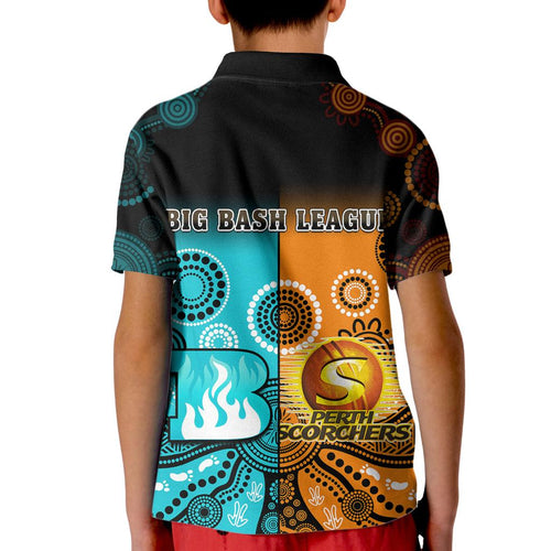 perth-scorchers-and-brisbane-heat-cricket-kid-polo-shirt-aboriginal-art