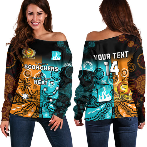 custom-text-and-number-perth-scorchers-and-brisbane-heat-cricket-off-shoulder-sweater-aboriginal-art