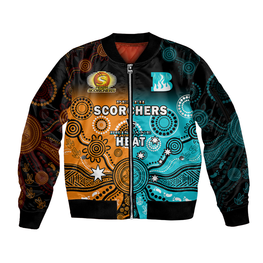 custom-text-and-number-perth-scorchers-and-brisbane-heat-cricket-sleeve-zip-bomber-jacket-aboriginal-art