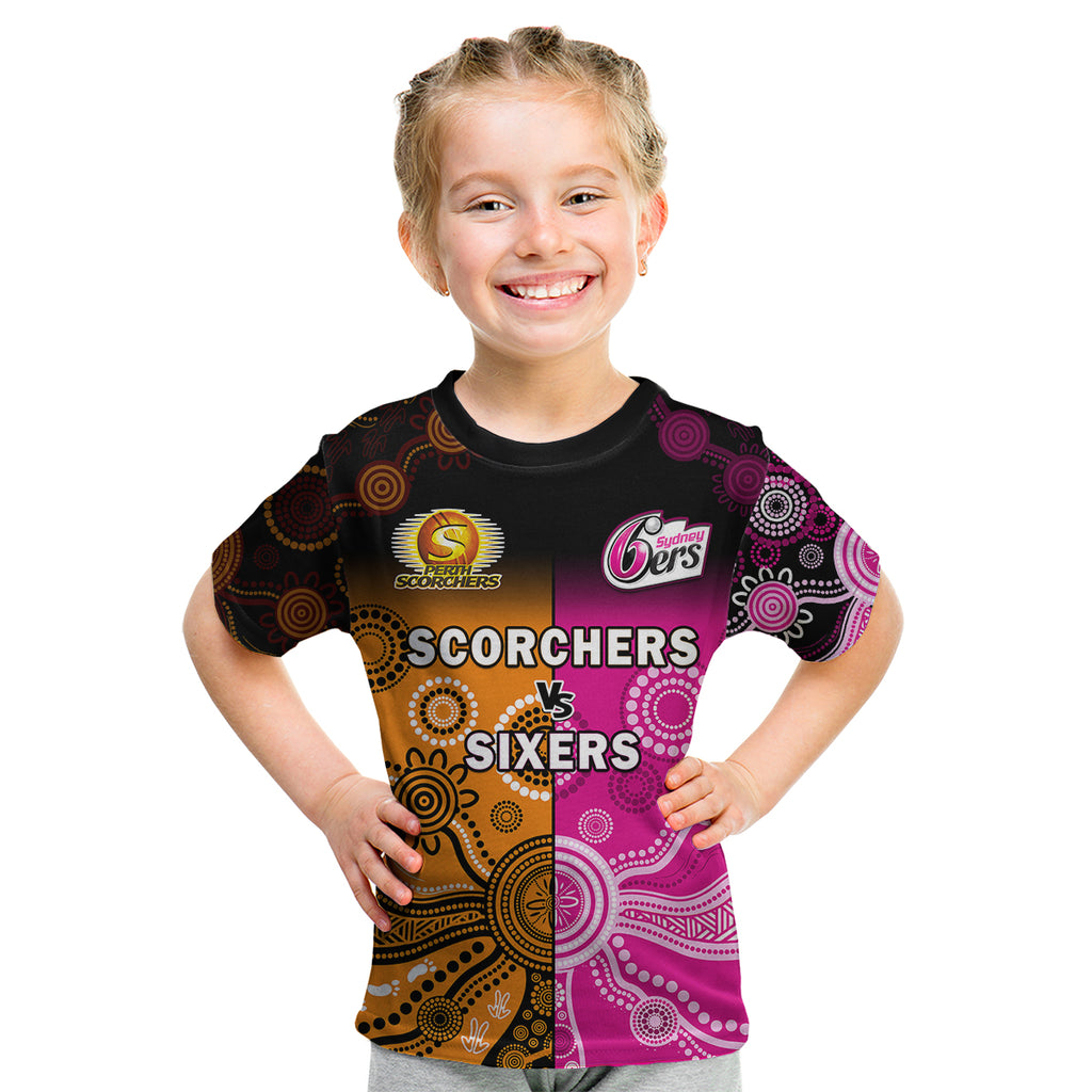perth-scorchers-and-sydney-sixers-cricket-kid-t-shirt-aboriginal-art