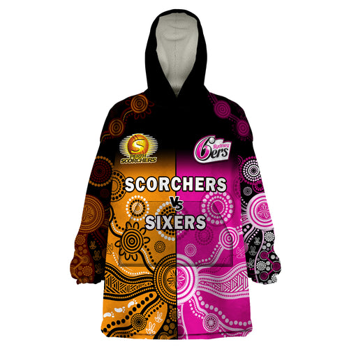 perth-scorchers-and-sydney-sixers-cricket-wearable-blanket-hoodie-aboriginal-art