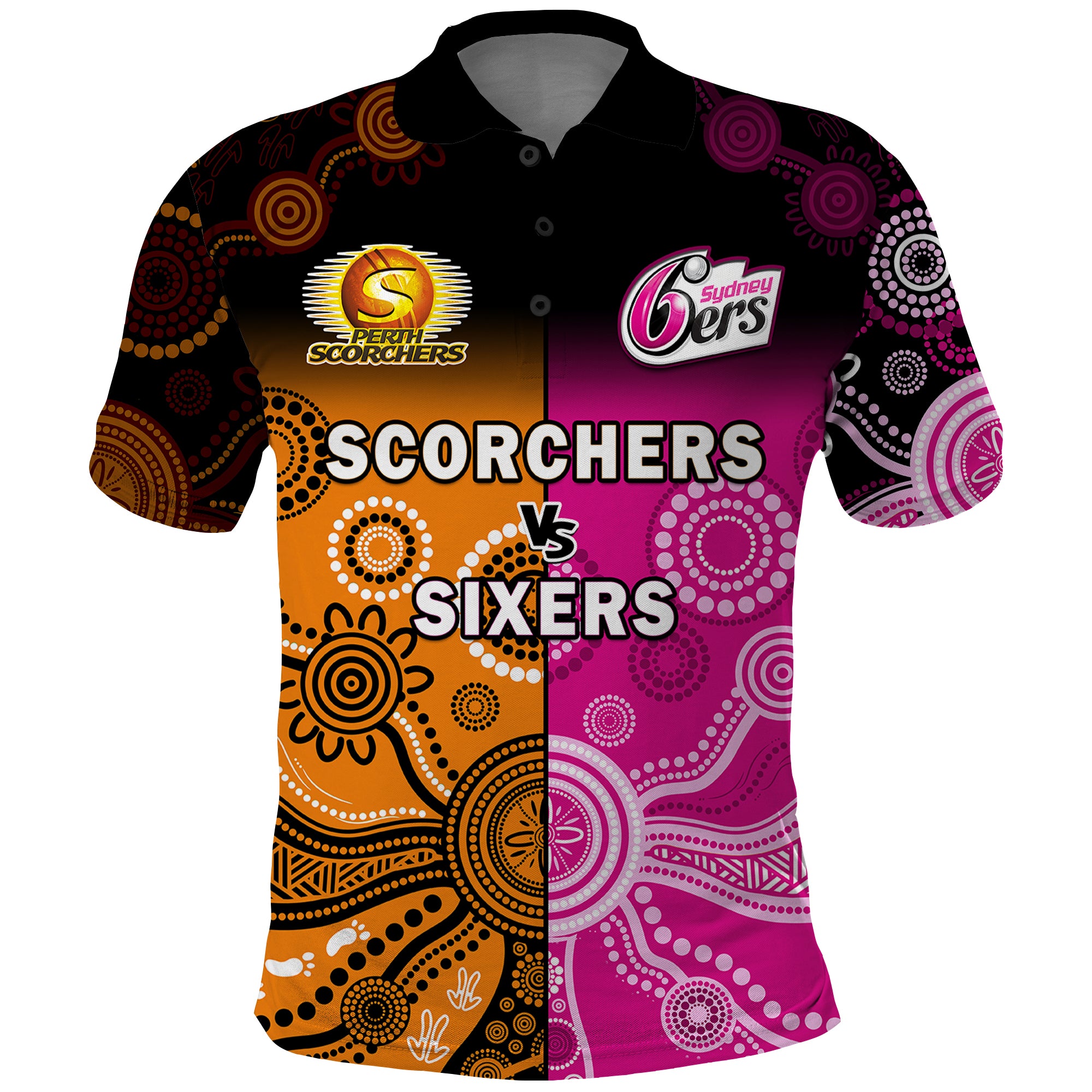custom-text-and-number-perth-scorchers-and-sydney-sixers-cricket-polo-shirt-aboriginal-art