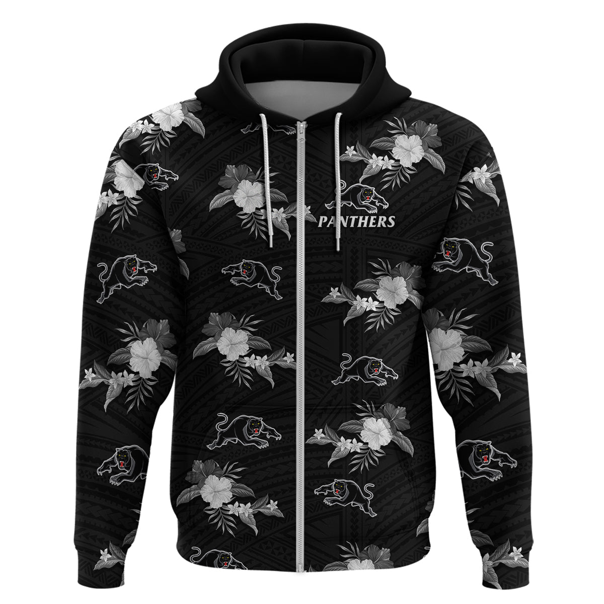 custom-text-and-number-panthers-rugby-hoodie-polynesian-tribal-mix-tropical-hawaiian-style