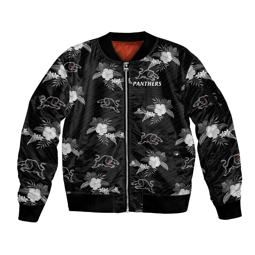 custom-text-and-number-panthers-rugby-sleeve-zip-bomber-jacket-polynesian-tribal-mix-tropical-hawaiian-style