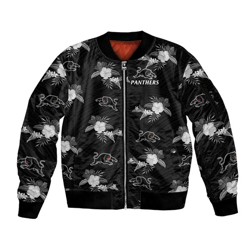 custom-text-and-number-panthers-rugby-sleeve-zip-bomber-jacket-polynesian-tribal-mix-tropical-hawaiian-style