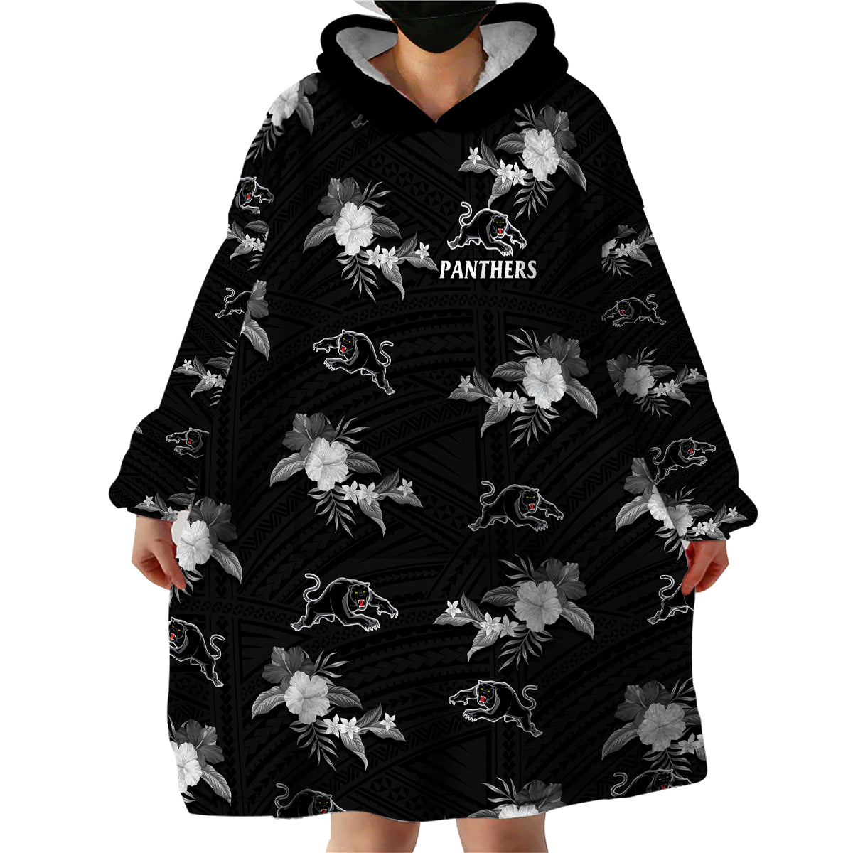 custom-text-and-number-panthers-rugby-wearable-blanket-hoodie-polynesian-tribal-mix-tropical-hawaiian-style