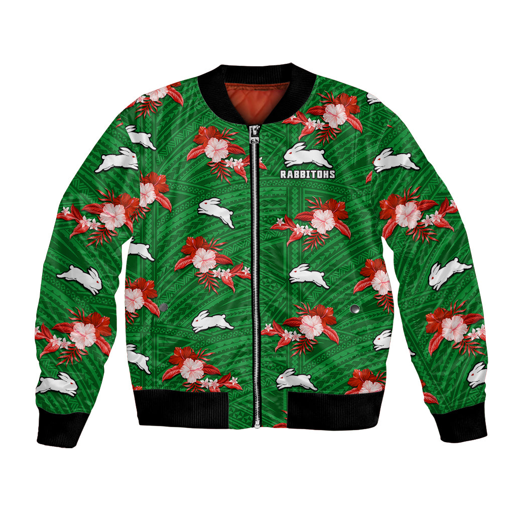 custom-text-and-number-rabbitohs-rugby-bomber-jacket-polynesian-tribal-mix-tropical-hawaiian-style