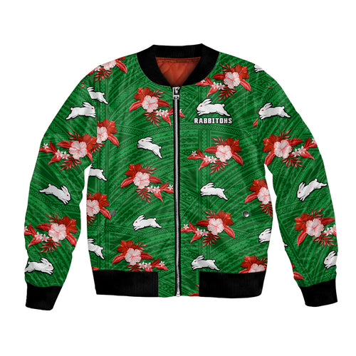 custom-text-and-number-rabbitohs-rugby-bomber-jacket-polynesian-tribal-mix-tropical-hawaiian-style