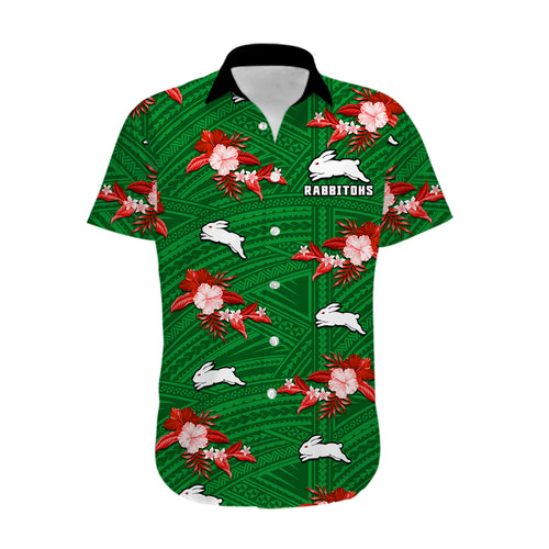 custom-text-and-number-rabbitohs-rugby-hawaiian-shirt-polynesian-tribal-mix-tropical-hawaiian-style