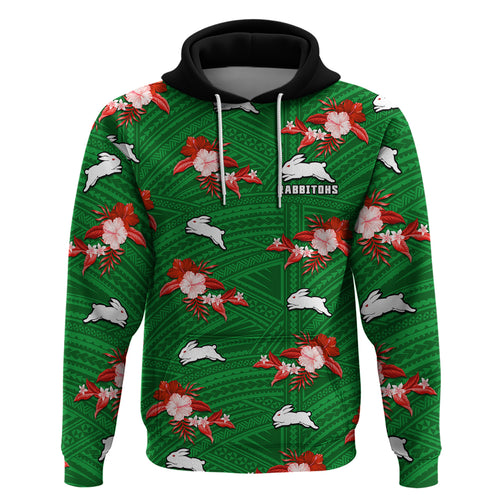 custom-text-and-number-rabbitohs-rugby-hoodie-polynesian-tribal-mix-tropical-hawaiian-style