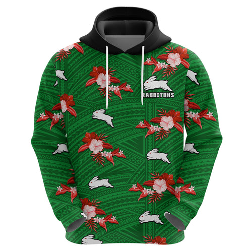 custom-text-and-number-rabbitohs-rugby-hoodie-polynesian-tribal-mix-tropical-hawaiian-style