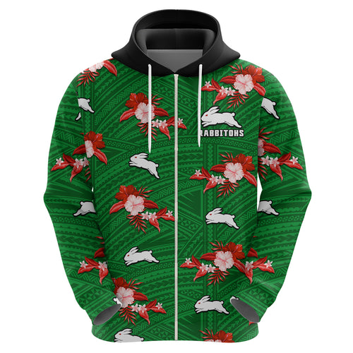 custom-text-and-number-rabbitohs-rugby-hoodie-polynesian-tribal-mix-tropical-hawaiian-style