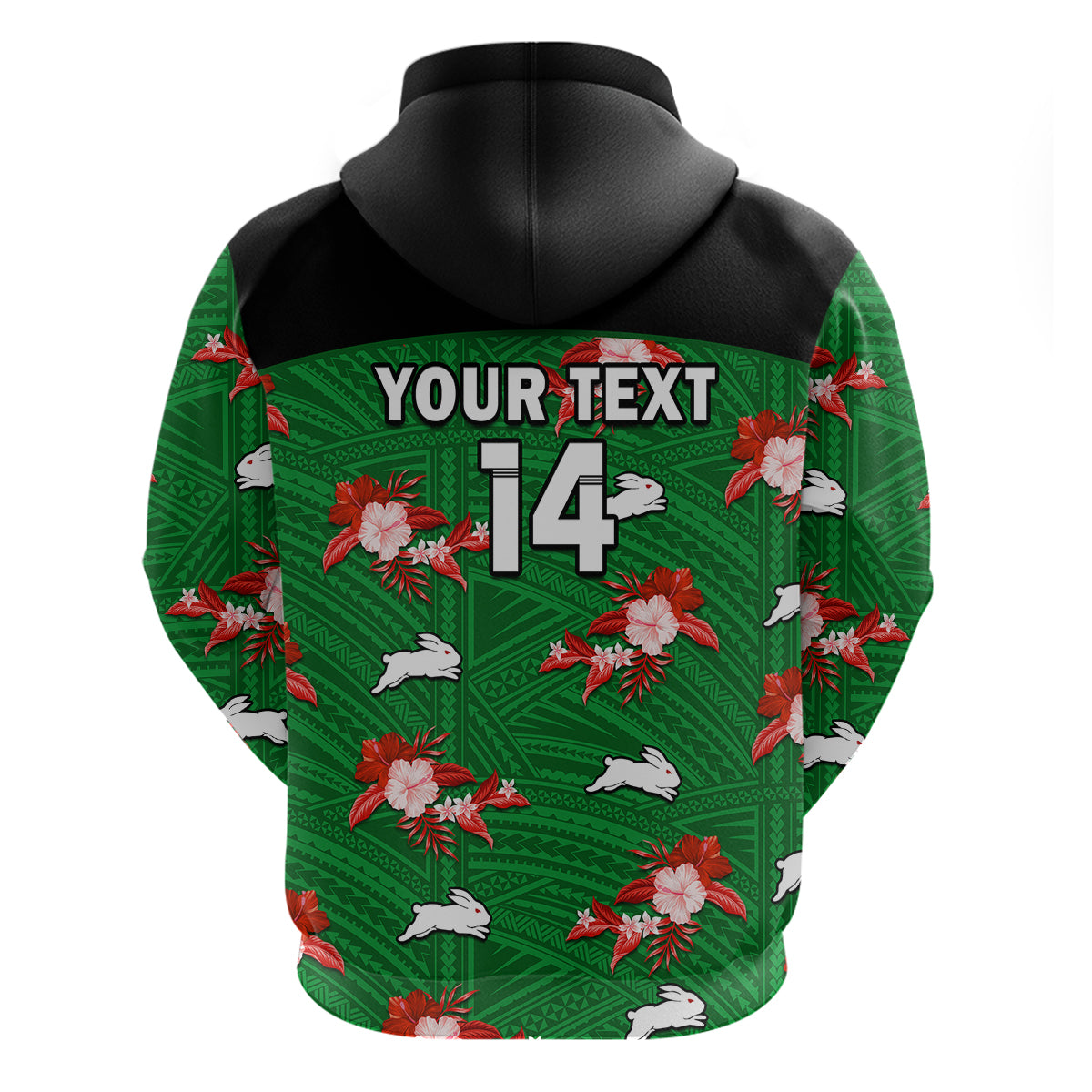 custom-text-and-number-rabbitohs-rugby-hoodie-polynesian-tribal-mix-tropical-hawaiian-style