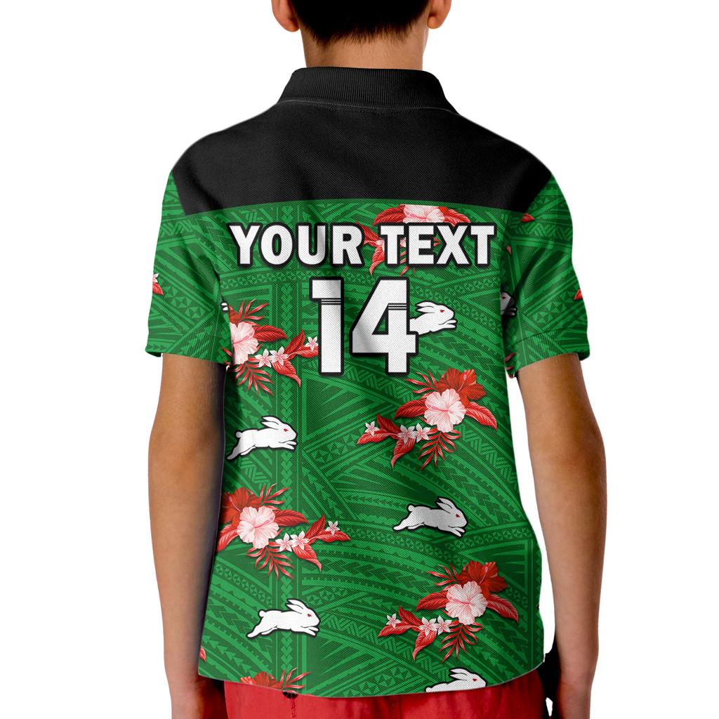 custom-text-and-number-rabbitohs-rugby-kid-polo-shirt-polynesian-tribal-mix-tropical-hawaiian-style