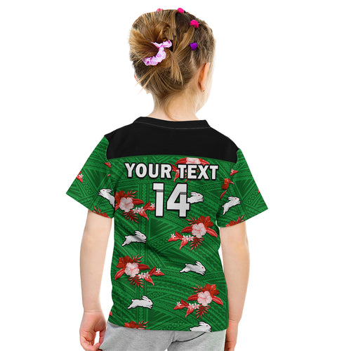 custom-text-and-number-rabbitohs-rugby-kid-t-shirt-polynesian-tribal-mix-tropical-hawaiian-style