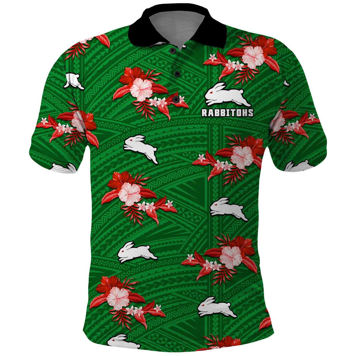 custom-text-and-number-rabbitohs-rugby-polo-shirt-polynesian-tribal-mix-tropical-hawaiian-style