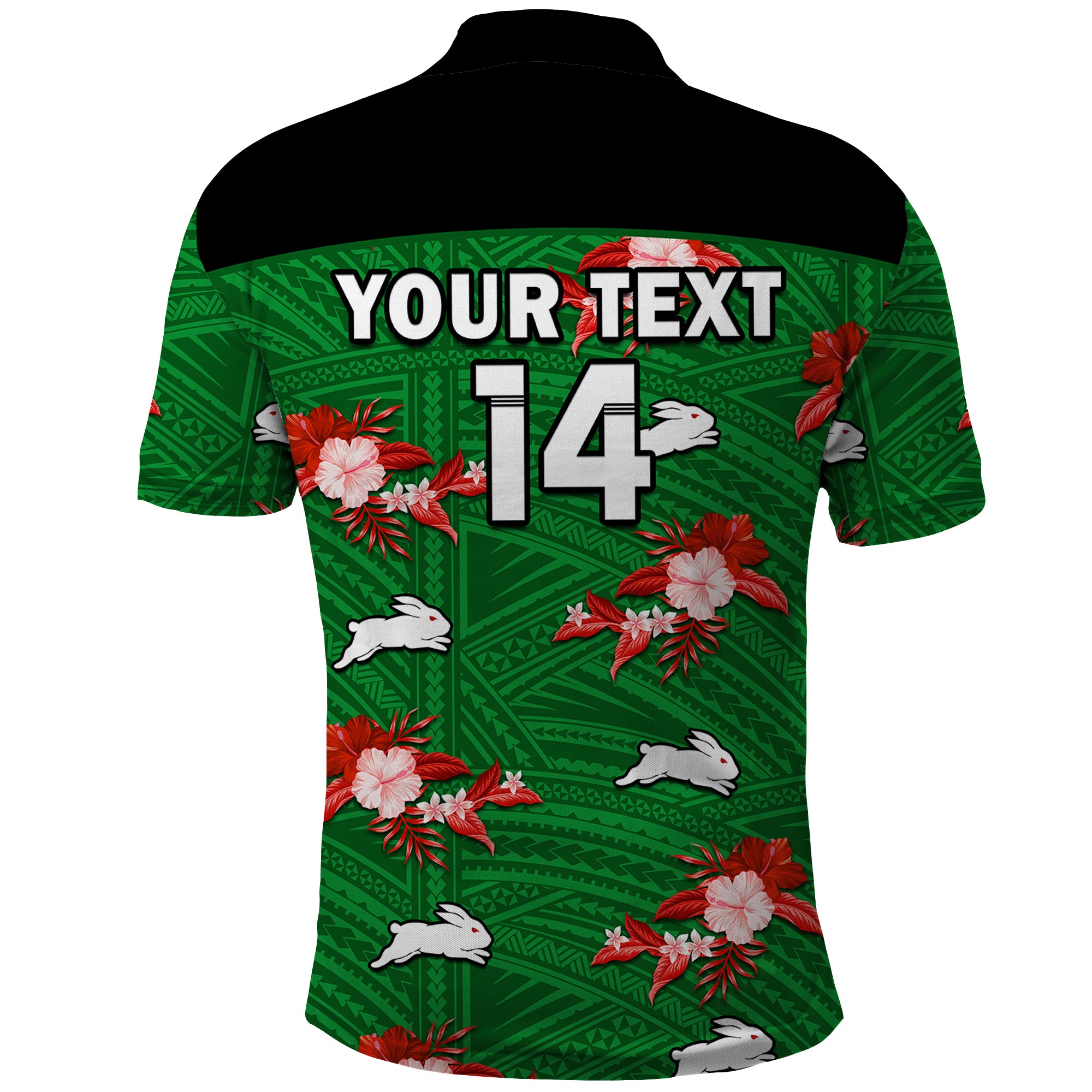custom-text-and-number-rabbitohs-rugby-polo-shirt-polynesian-tribal-mix-tropical-hawaiian-style