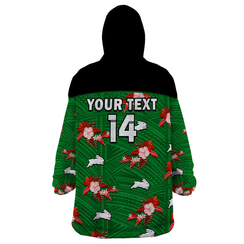 custom-text-and-number-rabbitohs-rugby-wearable-blanket-hoodie-polynesian-tribal-mix-tropical-hawaiian-style