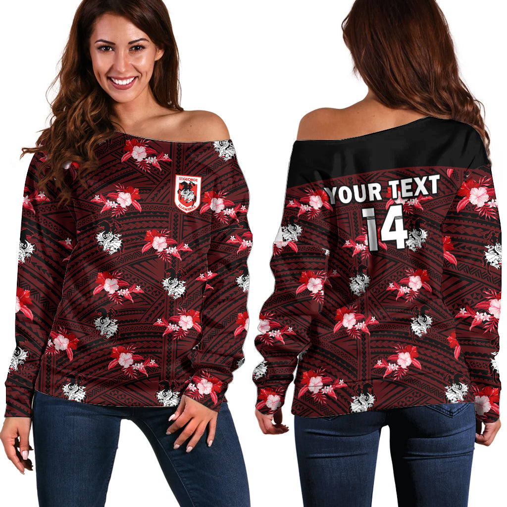 custom-text-and-number-dragons-rugby-off-shoulder-sweater-polynesian-tribal-mix-tropical-hawaiian-style